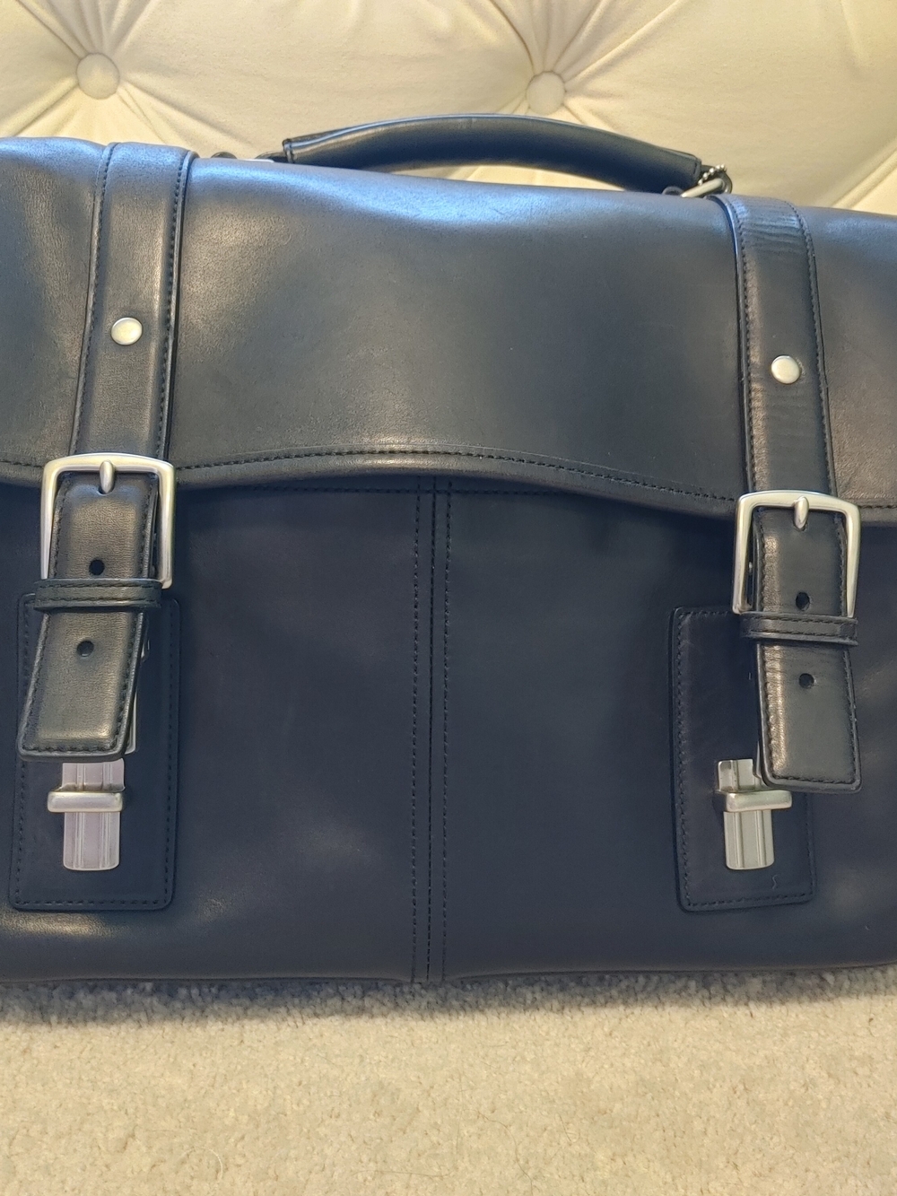 Vintage Coach Black Leather Messenger Bag - Picture 2 of 15